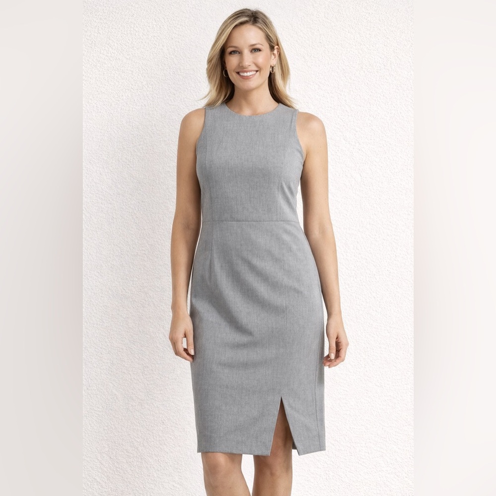Banana Republic Gray Sleeveless Midi Sheath Dress